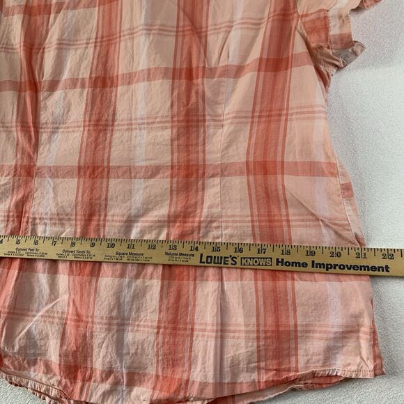 Tommy Hilfiger Shirt Women XL Plaid Salmon Vibrant Lightweight Collared Summer - Picture 6 of 9